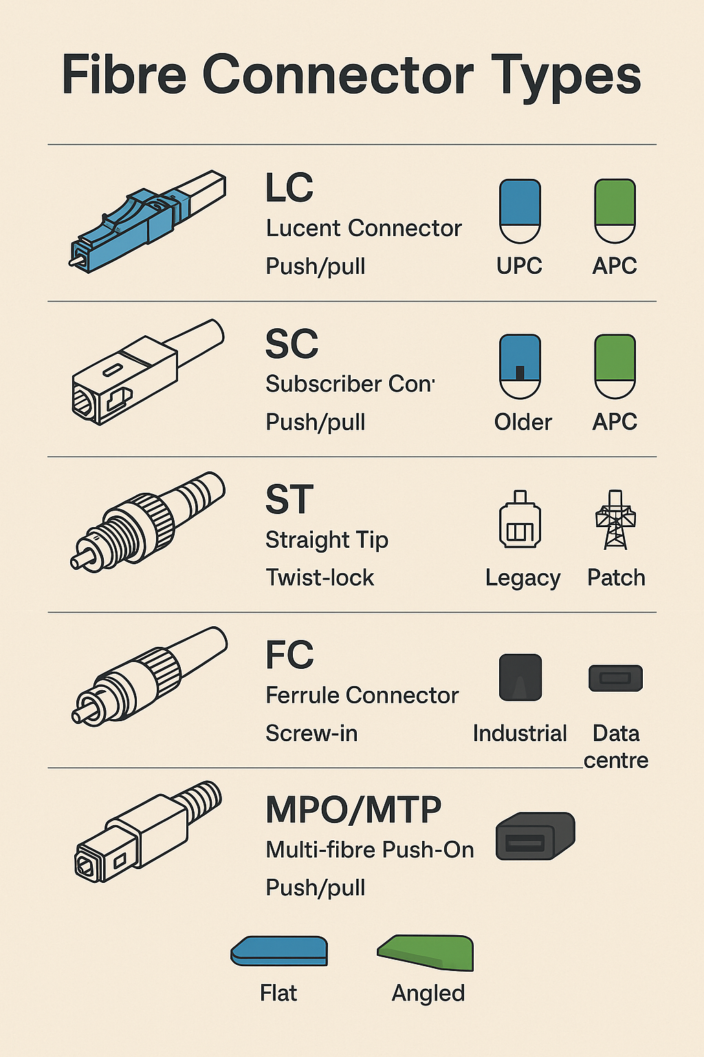 Figure A - Fibre Connector Types